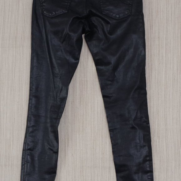 AG Adriano Goldschmied the Legging Ankle LEATHERETTE  Super Skinny  Black Coated - Picture 4 of 4